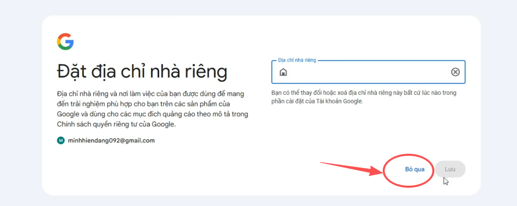 Google login page