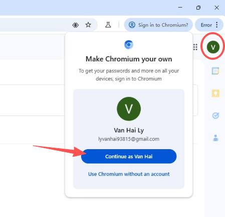 Google login page