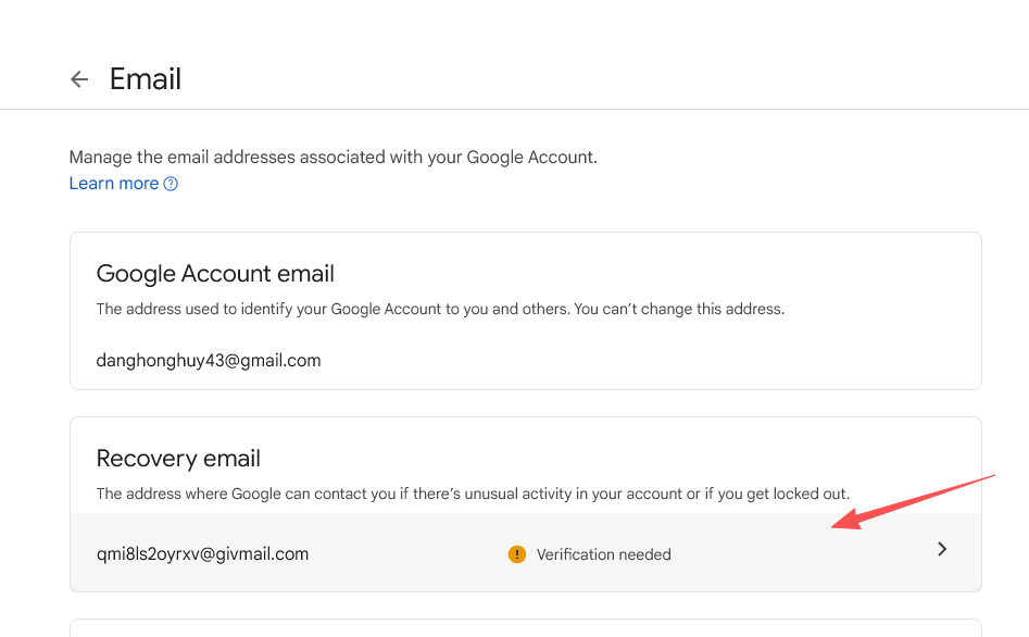 Google login page