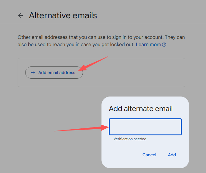 Google login page