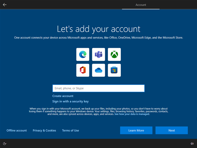 Offline account option