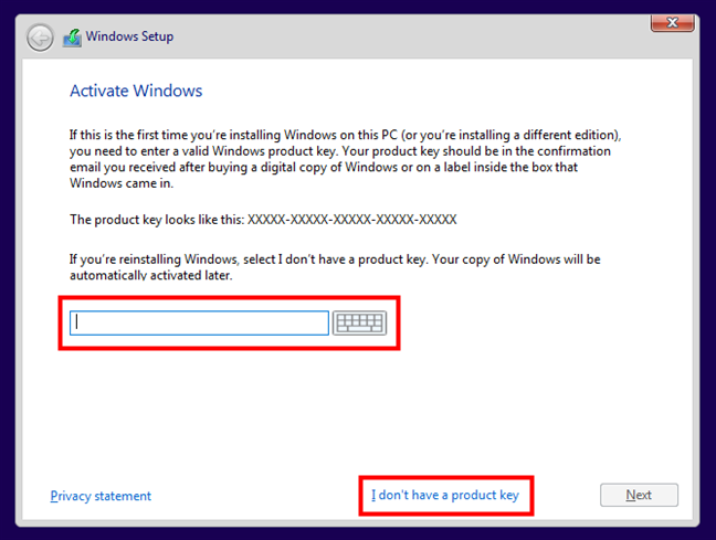 No product key option